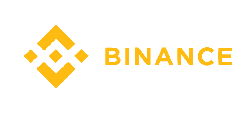 binance, bitcoin and cryptocurrency exchange yellow text logo with yellow block graphic logo