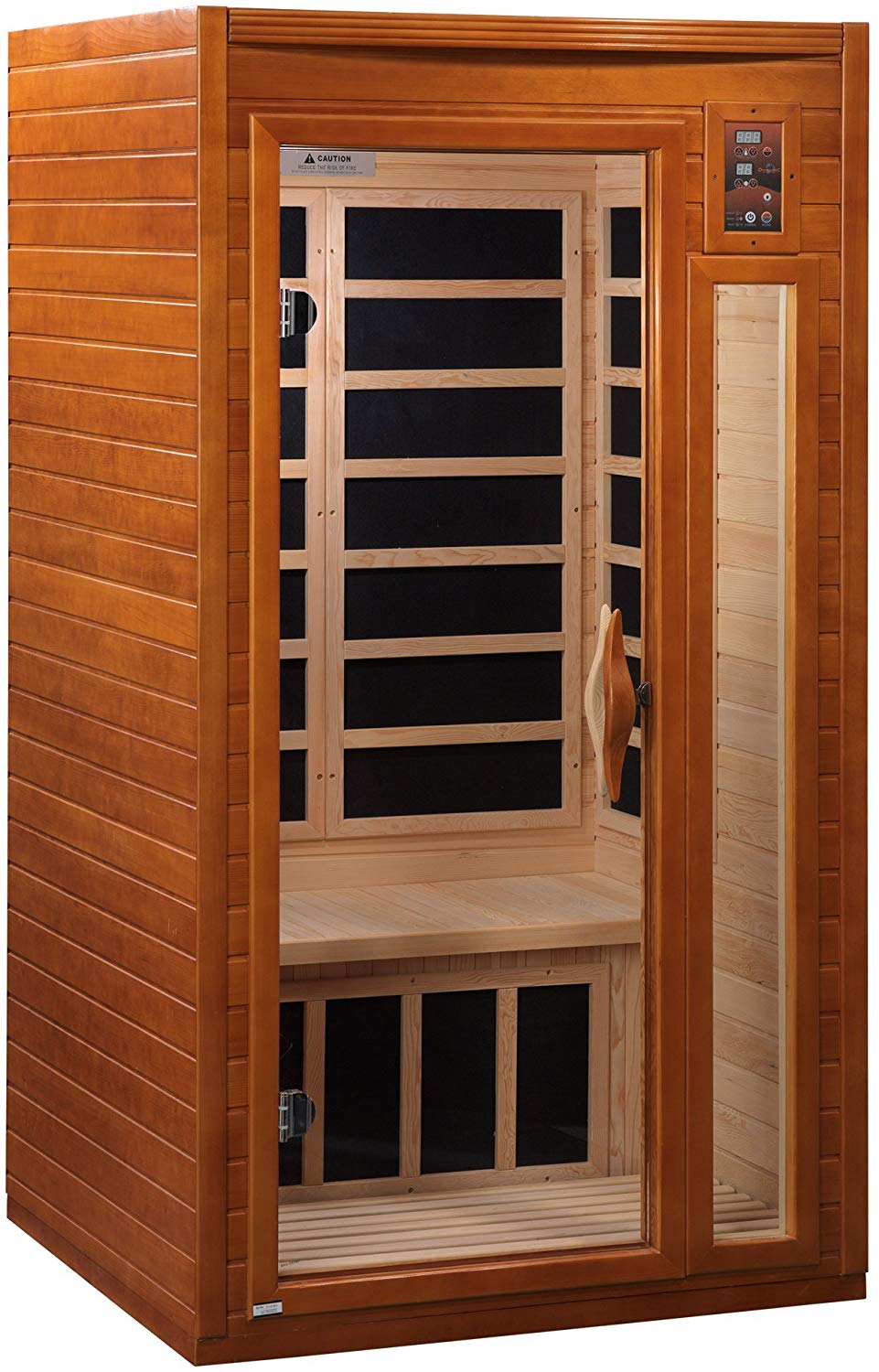 in-home infrared sauna, wooden box,, white background