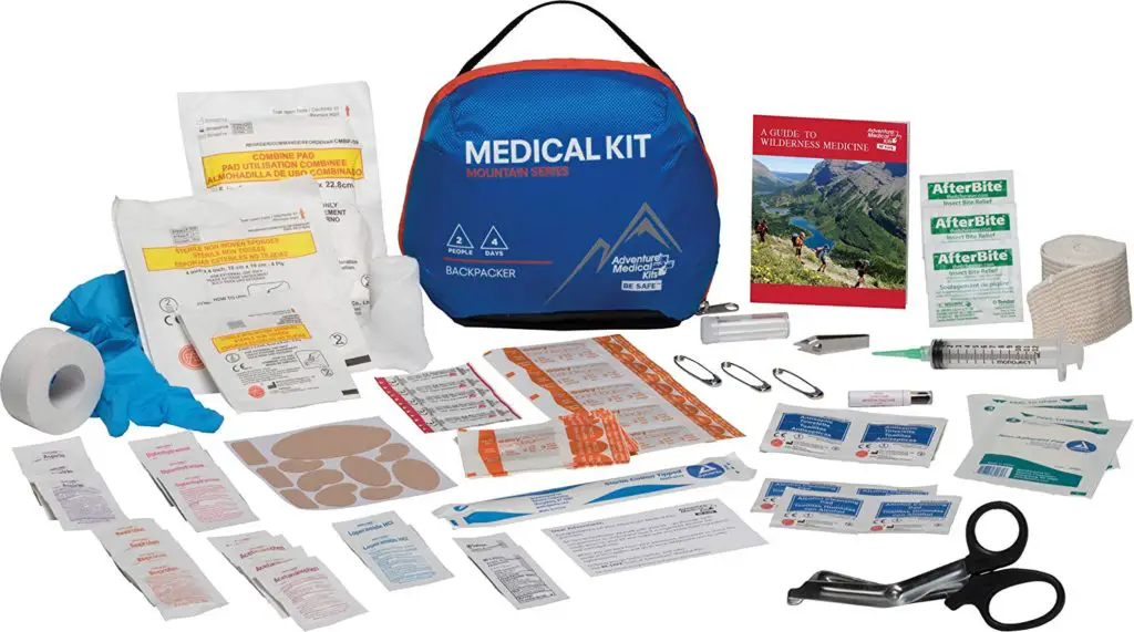 hiking essentials medical kit for backpackers; contents displayed