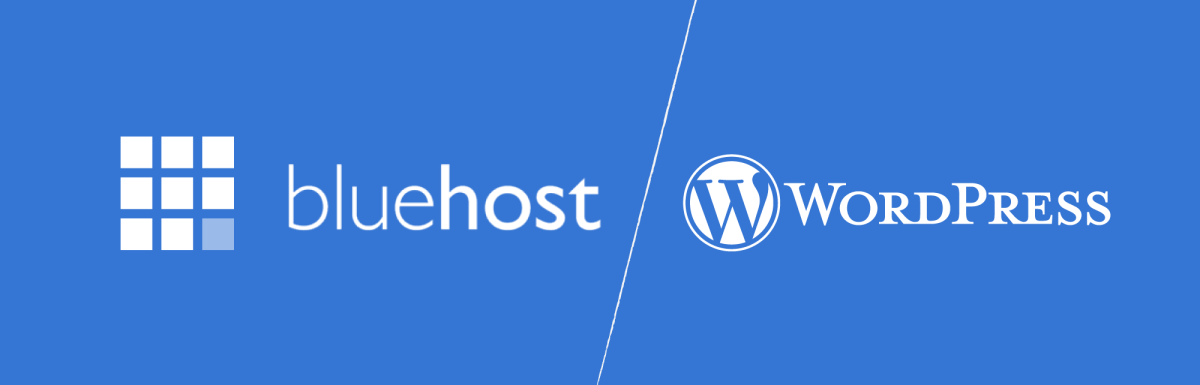 bluehost and wordpress logo, blue, start a blog 