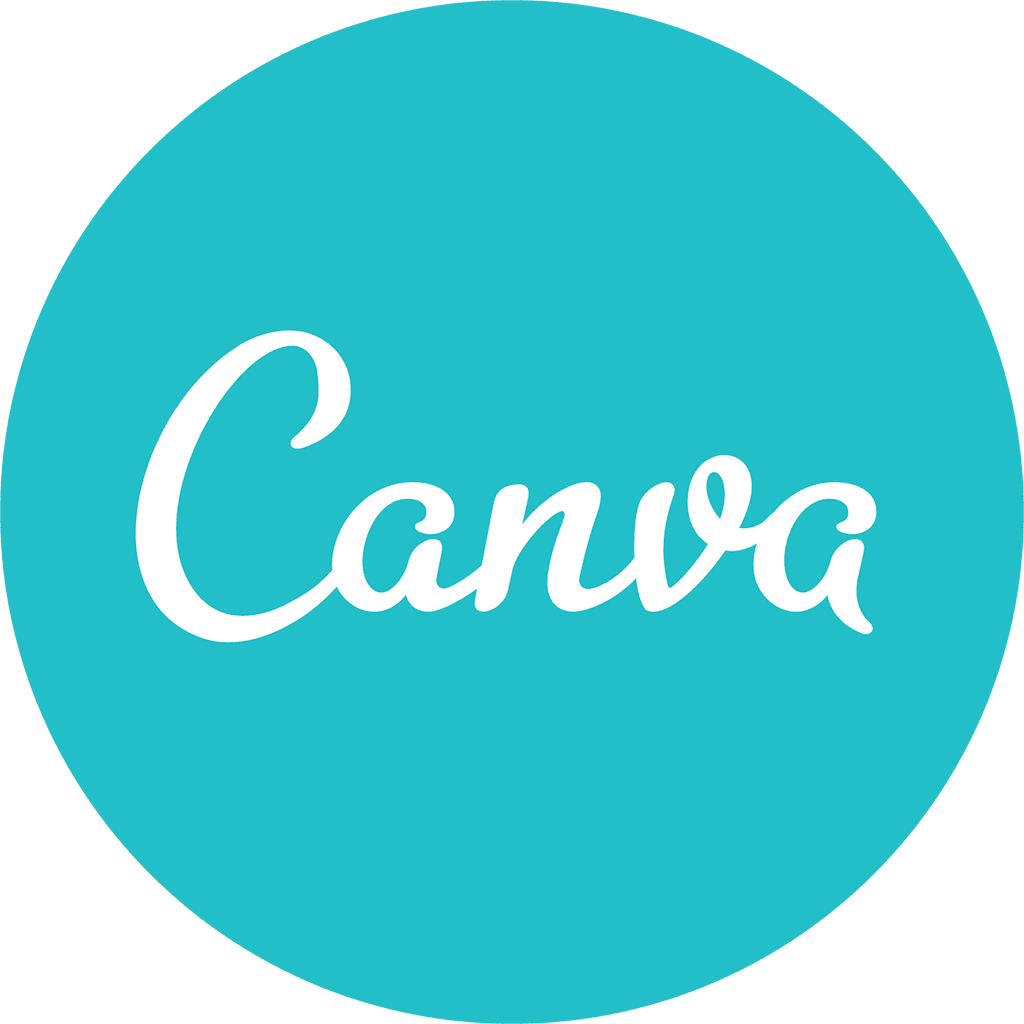 Canva logo, simple blue circle with canva written in white cursive