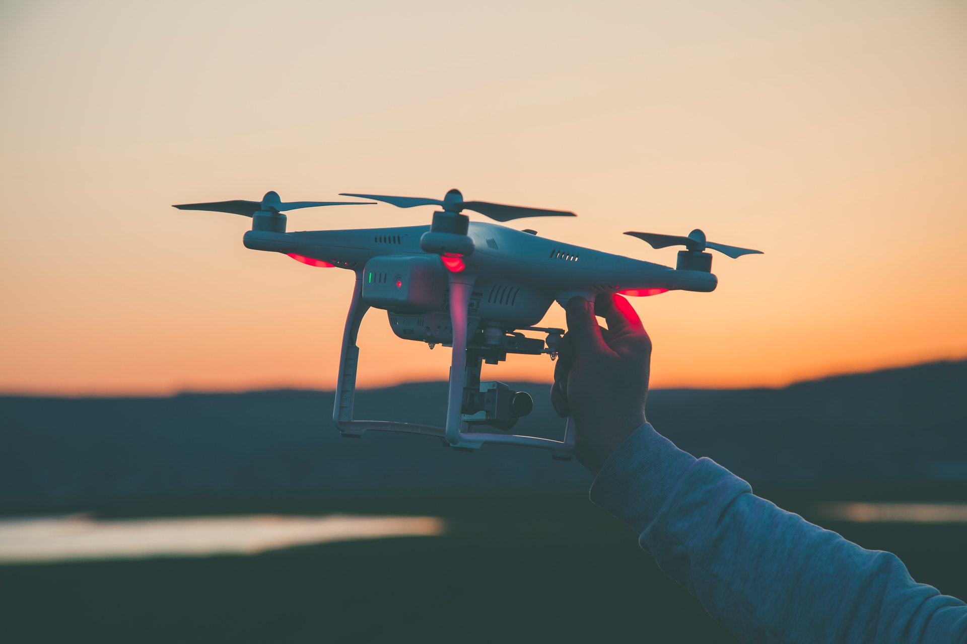 drone flying hobby sunset