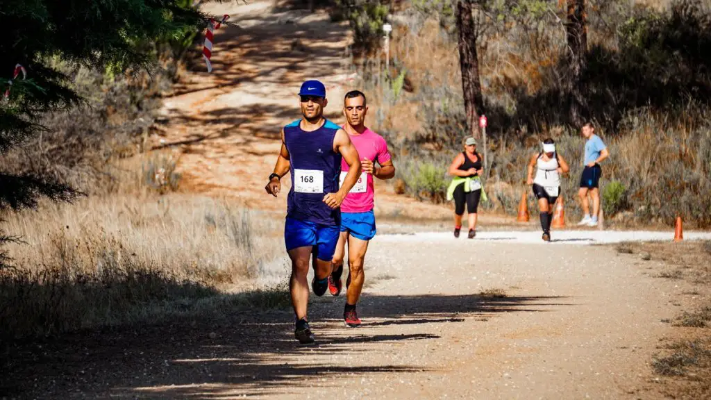 two men running in the woods, best hobbies for couples including health benefits of running