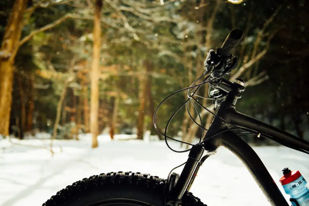 fat tire bike on snowy path