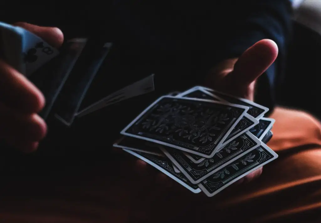 close-up view of cardistry shuffle