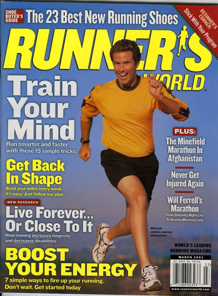will ferrell on the March 2003 Cover of Runner's World, list of running quotes 