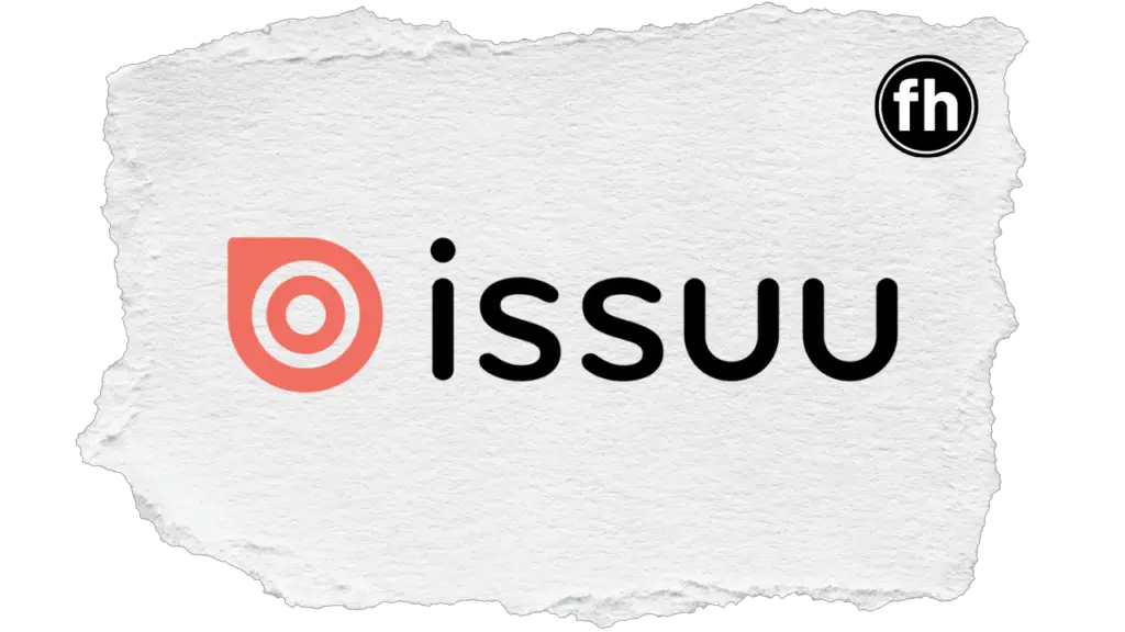 Issuu logo on top of a ripped piece of paper graphic.
