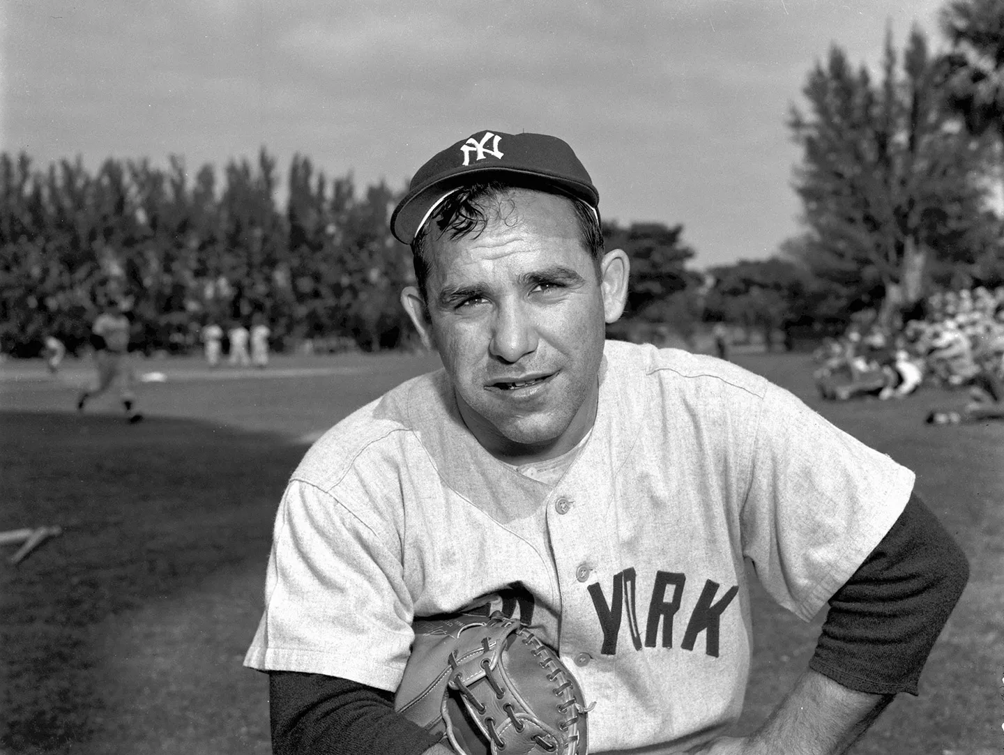 baseball quotes page, Yogi Berra black and white in baseball uniform