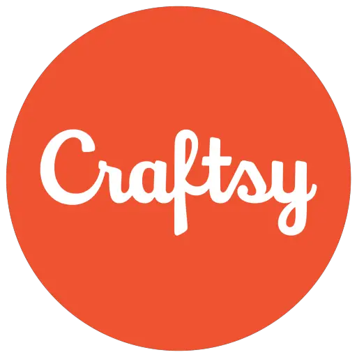 learn hobbies online with Craftsy. Orange circle logo with white brand text.