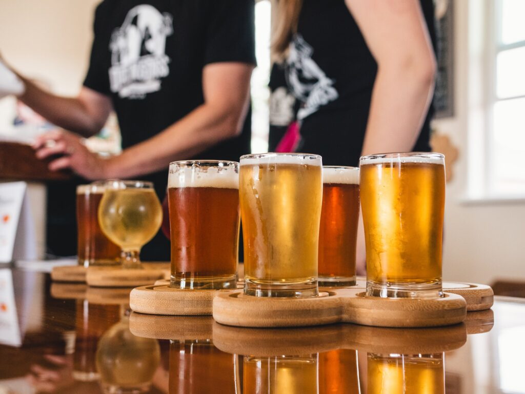 table view of several beers of table