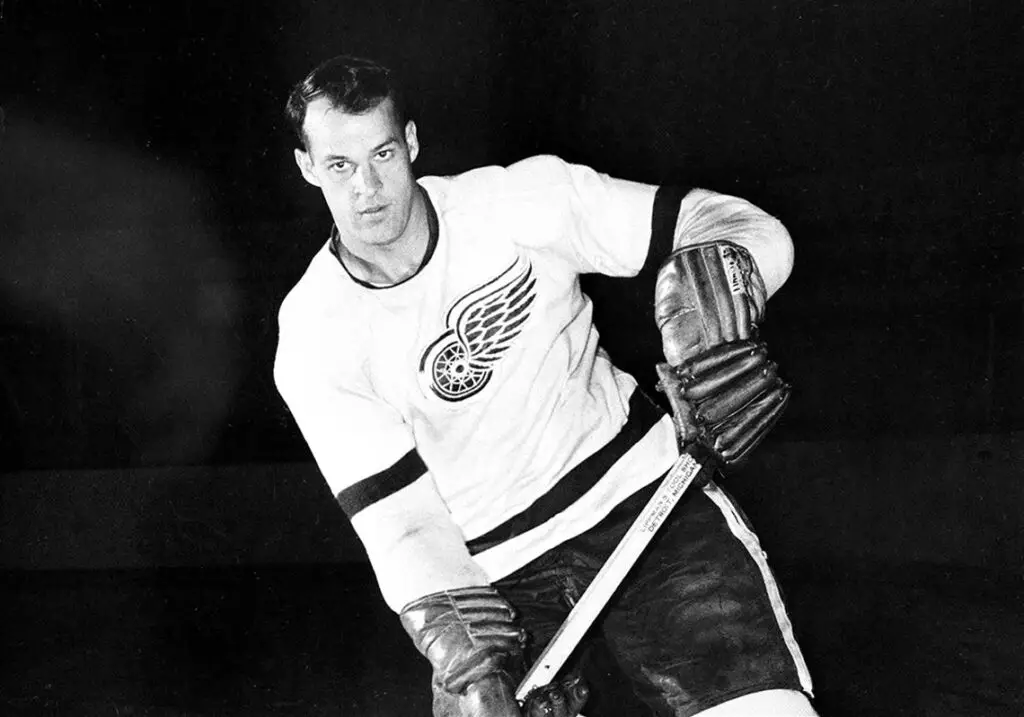 Gordie Howe, Mr. Hockey black and white red wings jersey hockey quotes