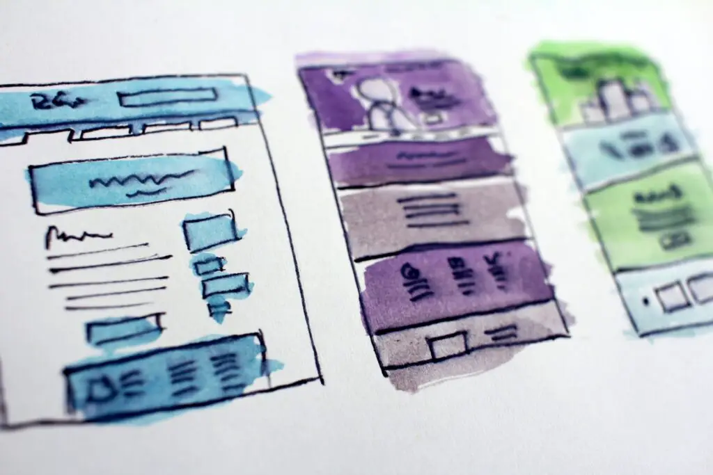 wireframe with watercolor painting, design hobby to make money