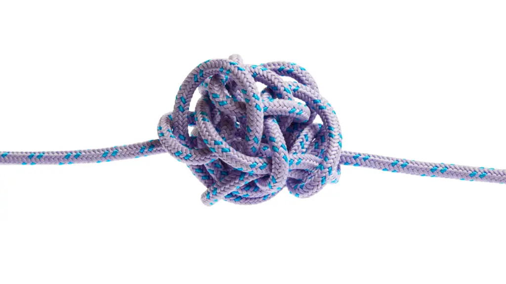messy knot against blank background