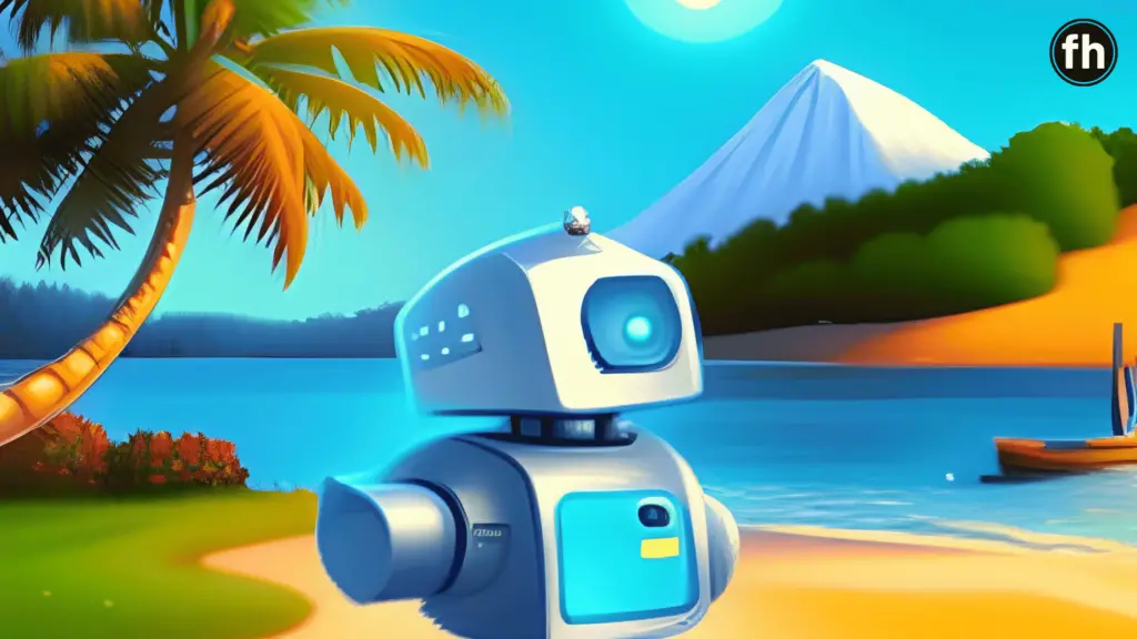 a robot on vacation