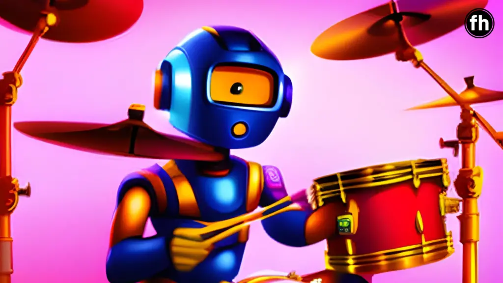 a robot playing drums
