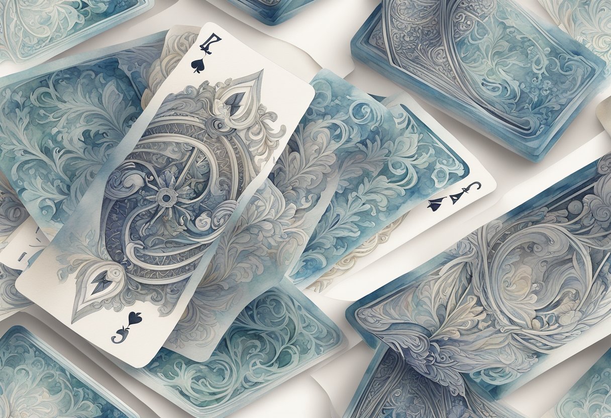 A deck of cards being manipulated with intricate movements and flourishes, showcasing the artistry and skill of cardistry as a hobby