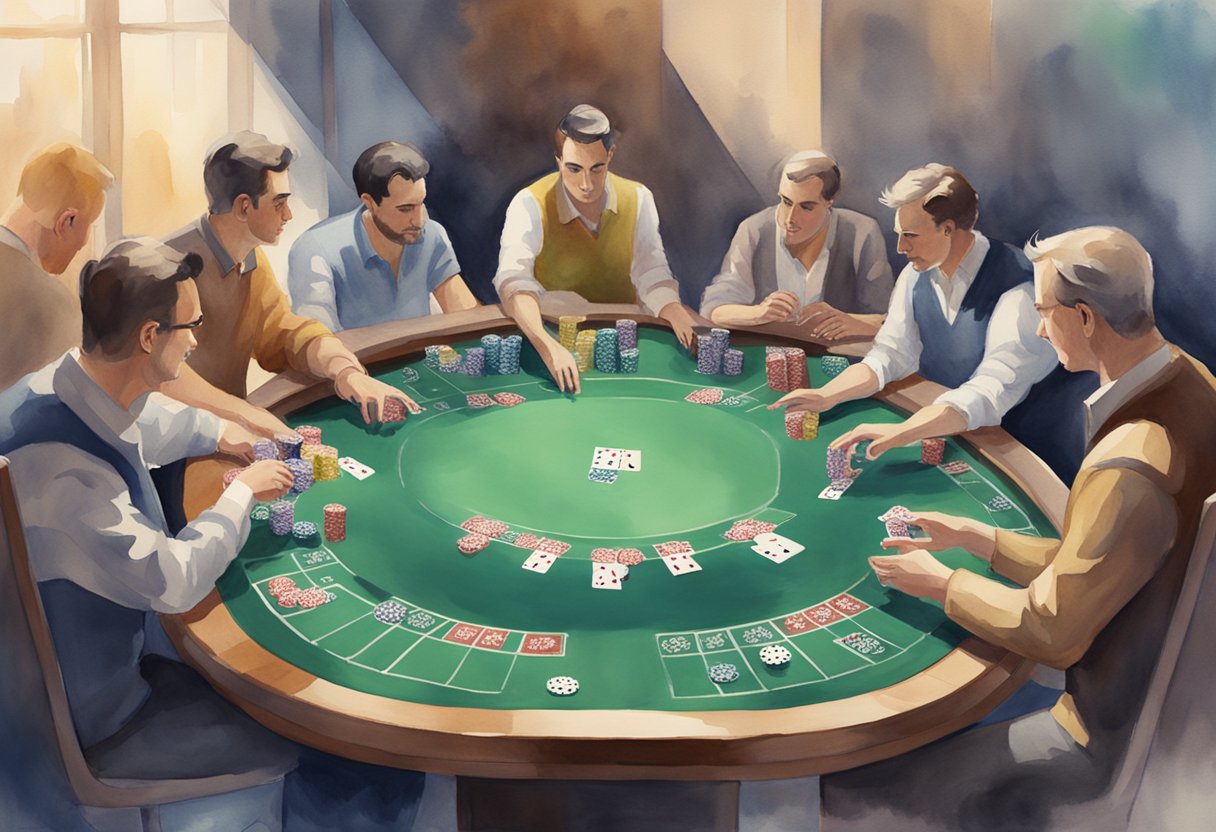 Players gather around a virtual poker table, chips and cards in hand, as they engage in a game of skill and strategy