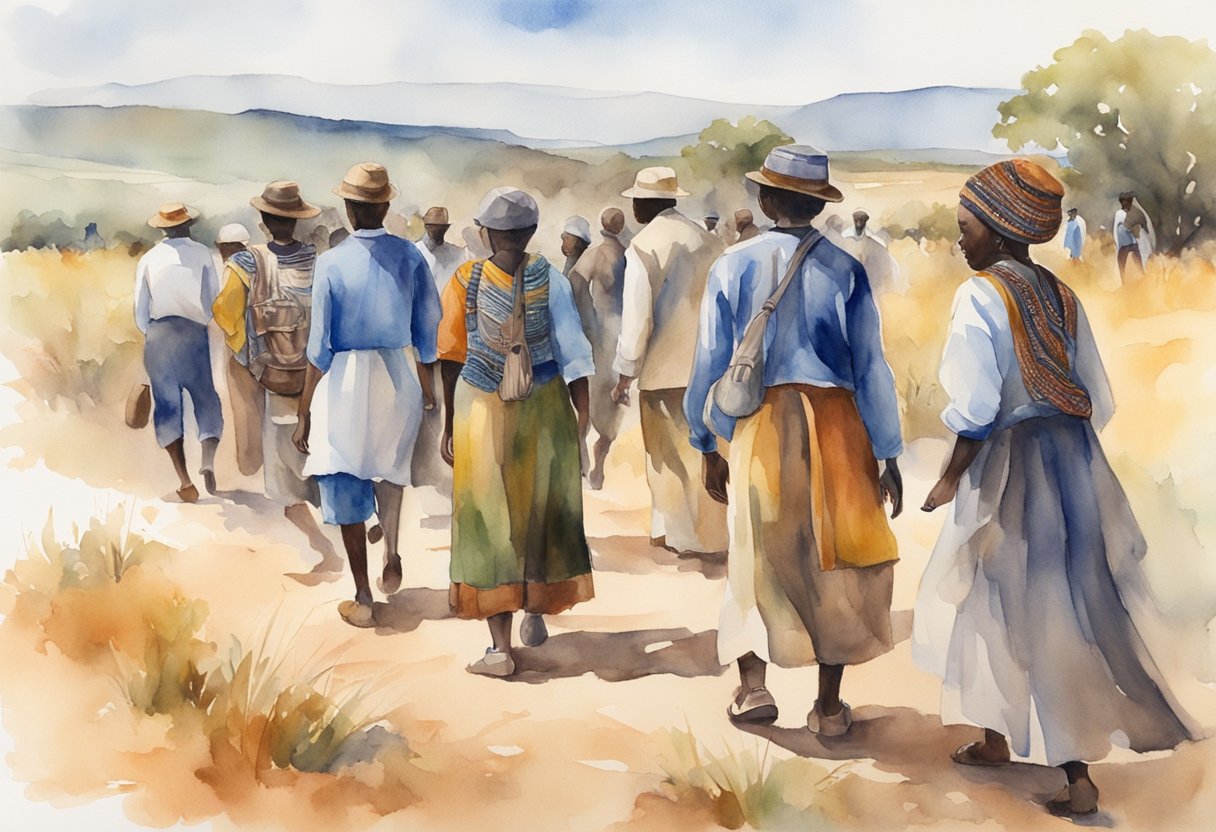 A group of people engage in cultural activities and explore historical sites in South Africa, immersing themselves in the local traditions and customs