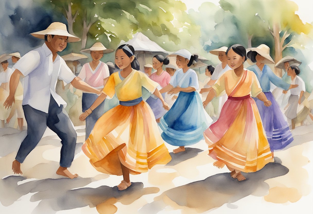 A group of people exploring traditional Filipino dances, historical landmarks, and traditional crafts